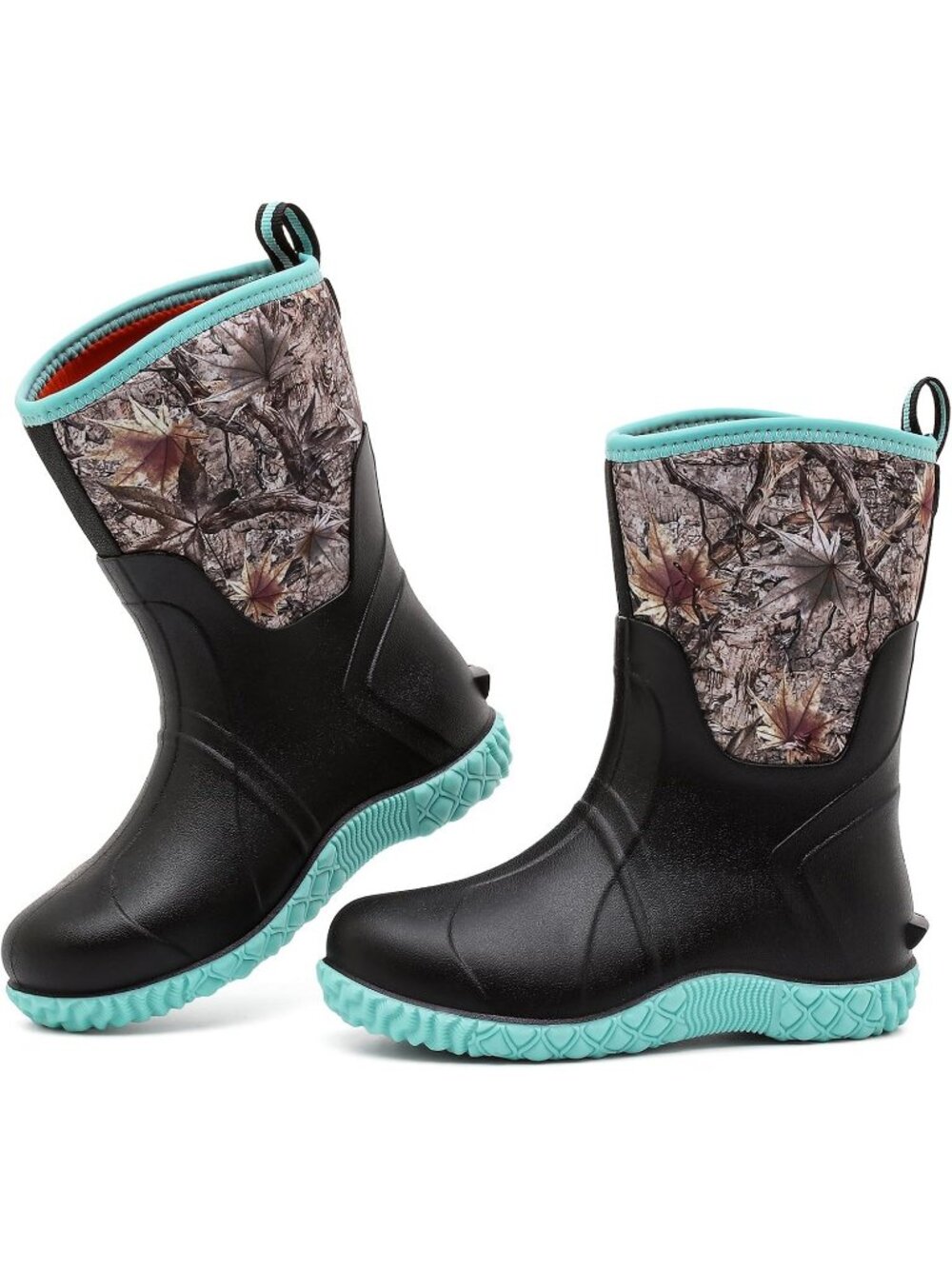 Women's Green Waterproof Breathable Mid Calf Design Garden Work Mud Rain Boots